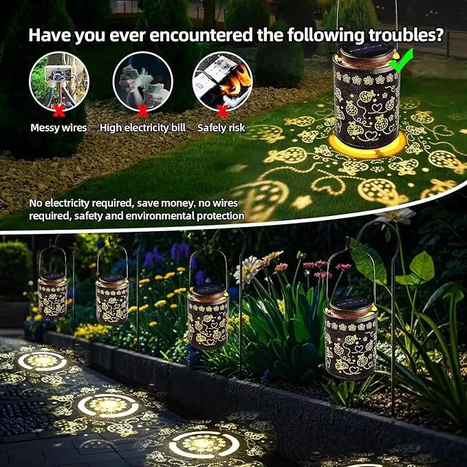 Solar Lanterns Outdoor Waterproof Ladybug Garden Decor, Hanging Metal Lights for Yard, Patio, Backyard, Porch, Fence, Ideal Gift for Women, Mom, Grandma, Birthday & Mother’s Day by GreenHaven Gardens