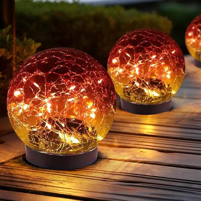 Solar Globe Lights Outdoor Waterproof-Solar Balls Garden-Cracked Glass Ball Solar Lights Outdoor-Solar Orbs Outside-Outdoor Decorations Patio & Yard Lawn Backyard Decor (GUO-XBQ-6-6-6) by GreenHaven Gardens