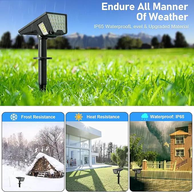 Solar Spot Lights Outdoor IP65 Waterproof, 53 LEDs Solar Powered Garden Yard Lights Outdoor 3 Modes Landscape Spotlight Wall Light with Auto On/Off for Driveway Porch 2 Pack (Cool White) by GreenHaven Gardens