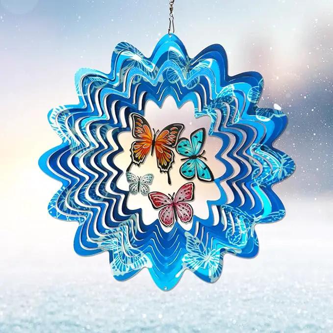 Butterfly Wind Spinner Outdoor, Wind Spinners for Yard and Garden, 3D Metal Butterfly Wind Catcher Decor Hanging Wind Sculpture Decoration, Butterfly Gift for Women Girl Mother Wife Grandma by GreenHaven Gardens