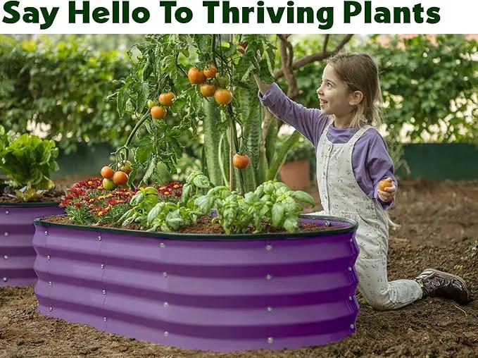 Galvanized Raised Garden Beds Outdoor // 4×2×1 ft Planter Raised Beds for Gardening, Vegetables, Flowers (Purple) // Large Metal Garden Box by GreenHaven Gardens