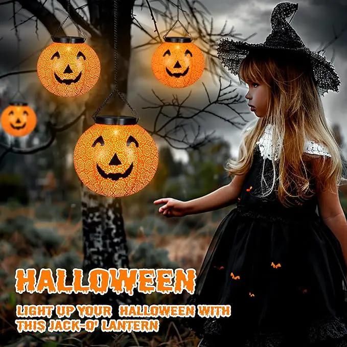 Halloween Solar Hanging Lights Outdoor - Solar Metal Halloween Lantern Decor, Solar Powered Led Waterproof Decorative Round Hanging Light for Garden, Yard, Patio, Pathway, Porch by GreenHaven Gardens
