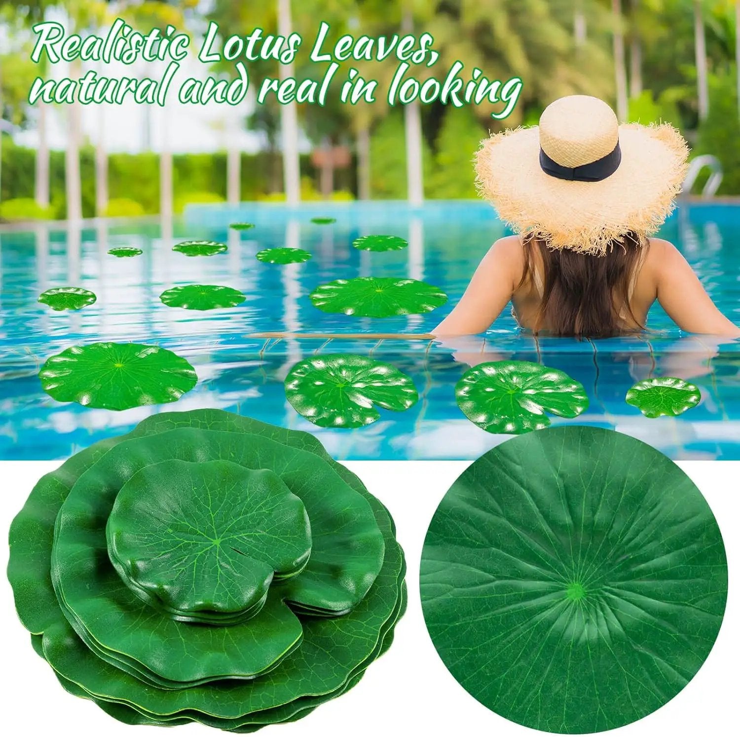 20Pcs Floating Lily Pads for Ponds, Fake Lily Pads, Artificial Lotus Leaves Decorative, 6pcs 8.3in and 6pcs 7in and 8pcs 4in (Total 20pcs) by GreenHaven Gardens