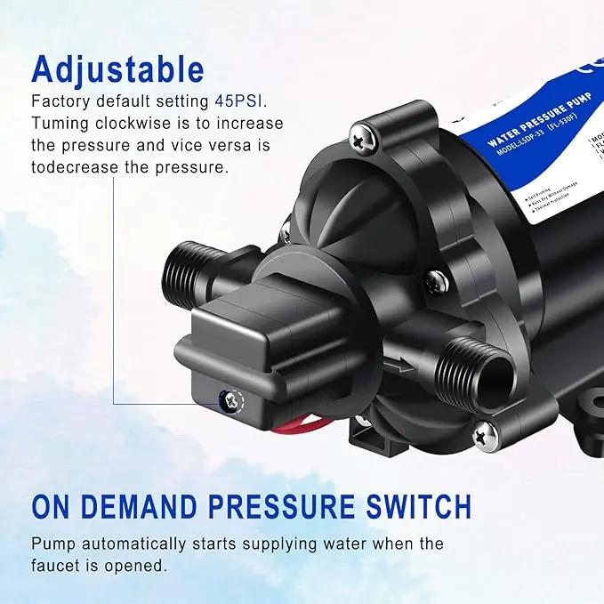 12 volt RV Water Pump Water Pressure Booster Pump for Garden Hose Self Priming Water Pump 50psi 4gpm On Demand Water Pump for Kitchen Bathroom, Garden, Marine, Boats and Irrgration by GreenHaven Gardens