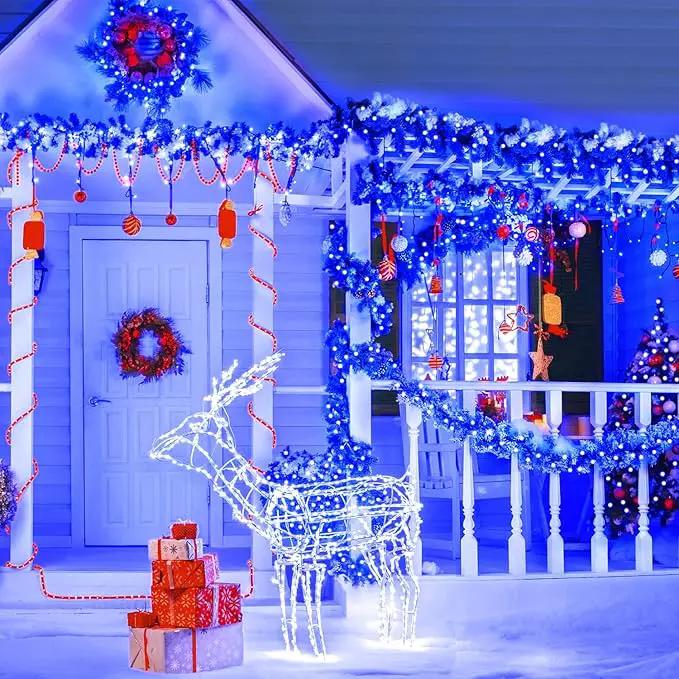 JMEXSUSS 500 LED Blue Christmas Lights Outdoor, 173ft 8 Modes Waterproof Christmas Tree Lights, Green Wire LED Fairy String Lights Plug in for Indoor Party House Holiday Christmas Decor by GreenHaven Gardens