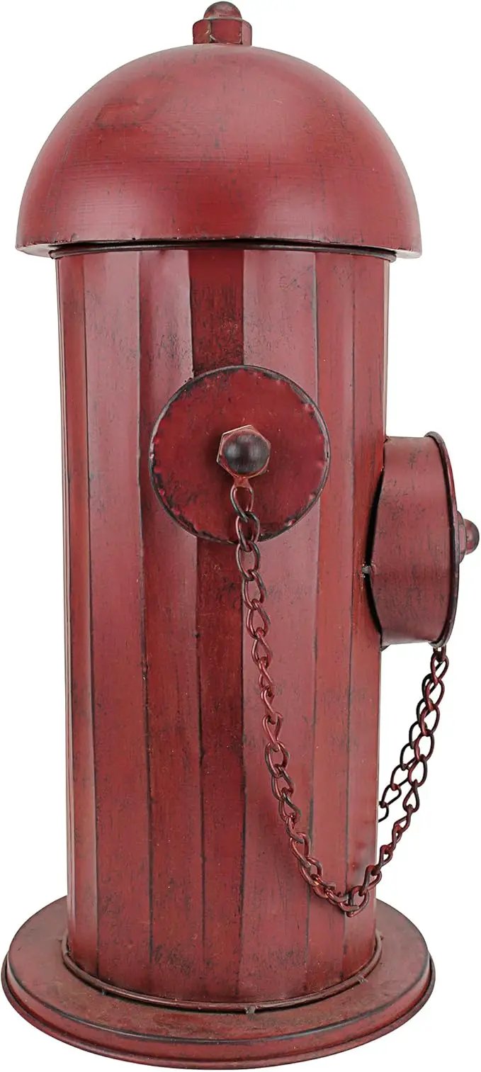 Design Toscano Fire Hydrant Statue Puppy Pee Post and Pet Storage Container, Indoor/Outdoor, Medium 18 Inch Tall, Metal, Rustic Red Paint by GreenHaven Gardens