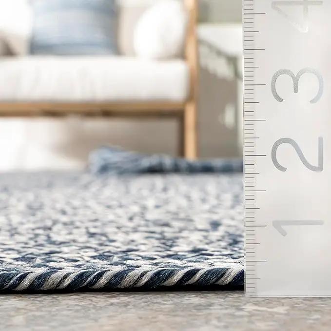 nuLOOM 2' x 8' Solid Hand Braided Indoor/Outdoor Area Rug, Pet-Friendly, High Traffic, Weather Resistant, for Patio, Balcony, Bedroom, Living, Dining Room, Wynn Navy by GreenHaven Gardens