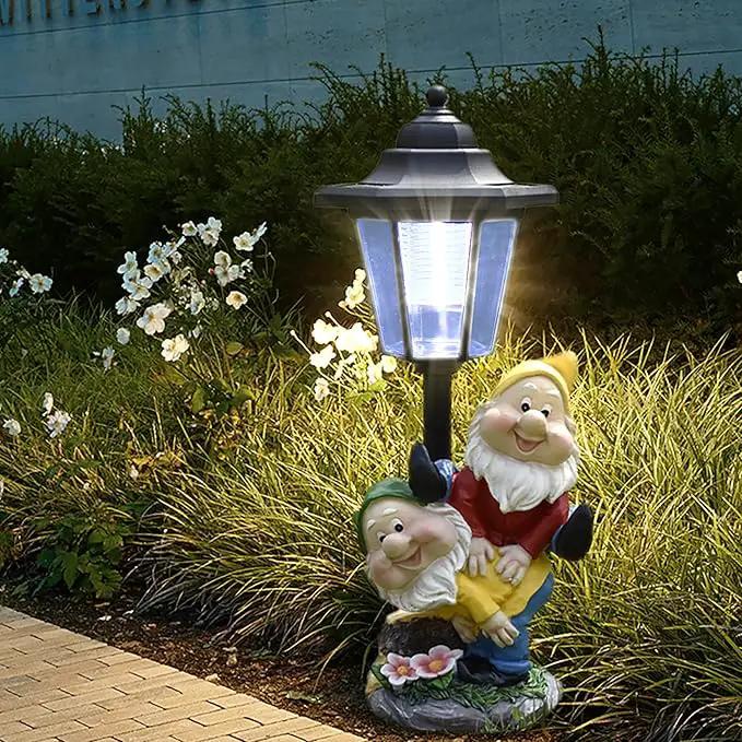 Solar Garden Country Farm Gnomes with Light, Outside-Outdoor Decorations Funny Playing Gnomes for Patio Yard Lawn Walkway Ornaments Clearance Housewarming Gifts for Mom Grandma Birthday by GreenHaven Gardens