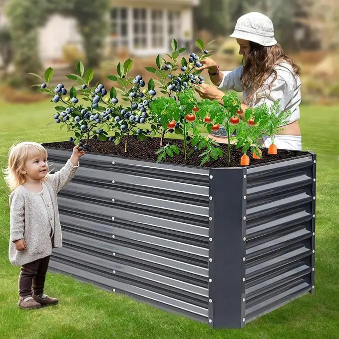 4x2x2ft Raised Garden Bed - Galvanized Deep Root Planter Boxes Outdoor with Wing Nuts and Safety Edges for Gardening Vegetables, Flowers, Herbs, Succulents - Gray by GreenHaven Gardens