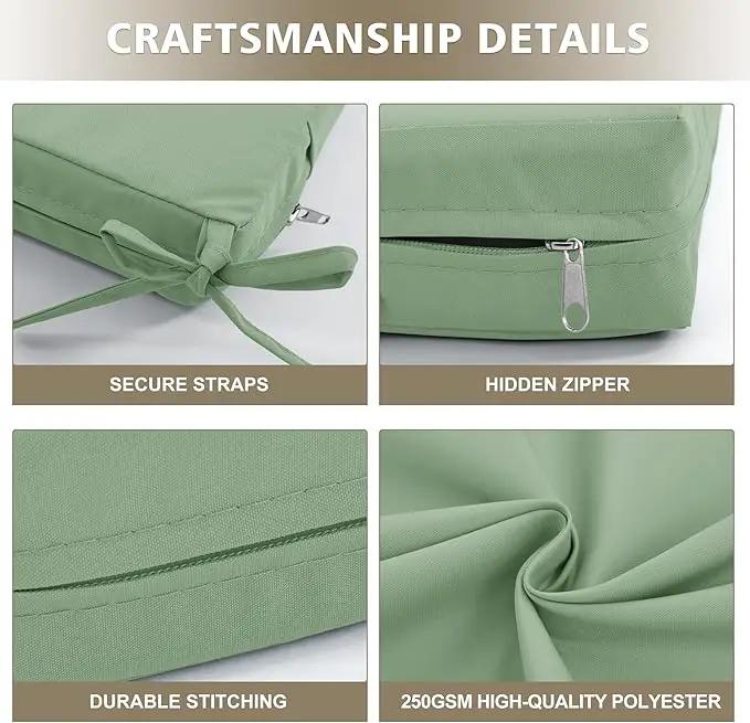 Outdoor Cushions for Patio Furniture, Waterproof Outdoor Chair Cushion w/Fade-Resistant, Removable & Machine-Washable Cover, 22x22 Inch, Deep Seat Sofa/Couch Pads Replacement, Sage Green by GreenHaven Gardens