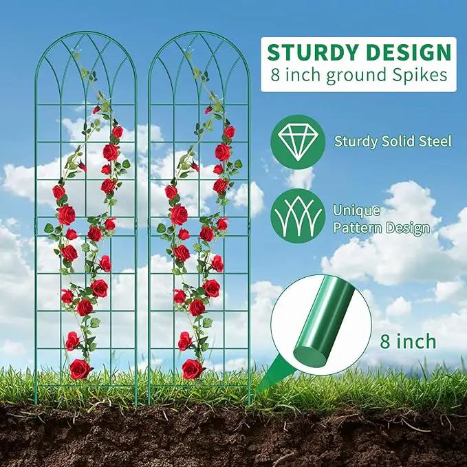 4 Pack Metal Garden Trellis for Climbing Plants, Black Metal Garden Trellis for Vines Plant Rose Vegetable Support,Large Decorative Outdoor Trellis by GreenHaven Gardens