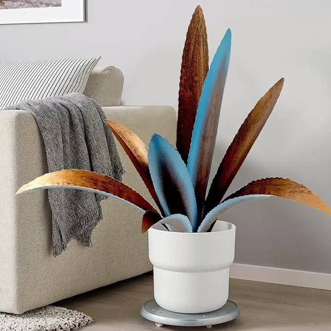 DIY Metal Agave Plant Art Yard Tequila Art Sculpture, Tequila Rustic Garden Sculpture Statue Outdoor Decor,Agave Metal Plants for Yard, Garden Lawn Ornaments (9 Leaves -Blue) by GreenHaven Gardens