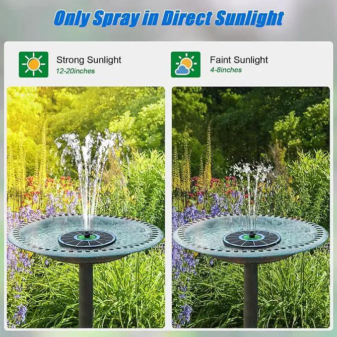 Solar Fountain Full Glass Panel No Battery, 3.5W Solar Bird Bath Fountains with 4 Fixed Rods & 7 Nozzles, Solar Fountain Pump for Bird Bath, Garden, Pond, Pool, Patio,Hummingbird by GreenHaven Gardens