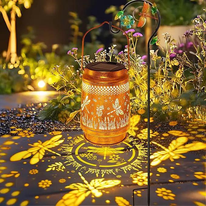 Solar Lanterns Outdoor Waterproof Dragonfly Garden Decor, Birthday Gifts for Women Mom Grandma Hanging Solar Lights Metal LED Decoration Outside with Shepherd Hook for Garden Yard Patio Porch by GreenHaven Gardens