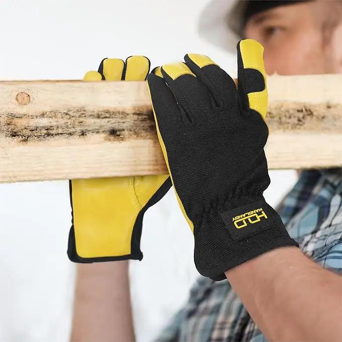 HANDLANDY Leather Work Gloves for Men & Women, Reinforced Durable Garden Gloves, Cowhide Working Glove for Gardening by GreenHaven Gardens