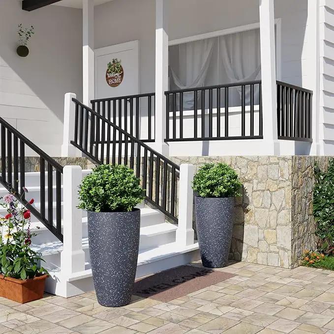 QCQHDU 21 inch Tall Planters for Indoor & Outdoor Plants, 2 Pack Sturdy Plant-Flower-Tree Pots for Front Porch Patio Deck Living Room Decor by GreenHaven Gardens