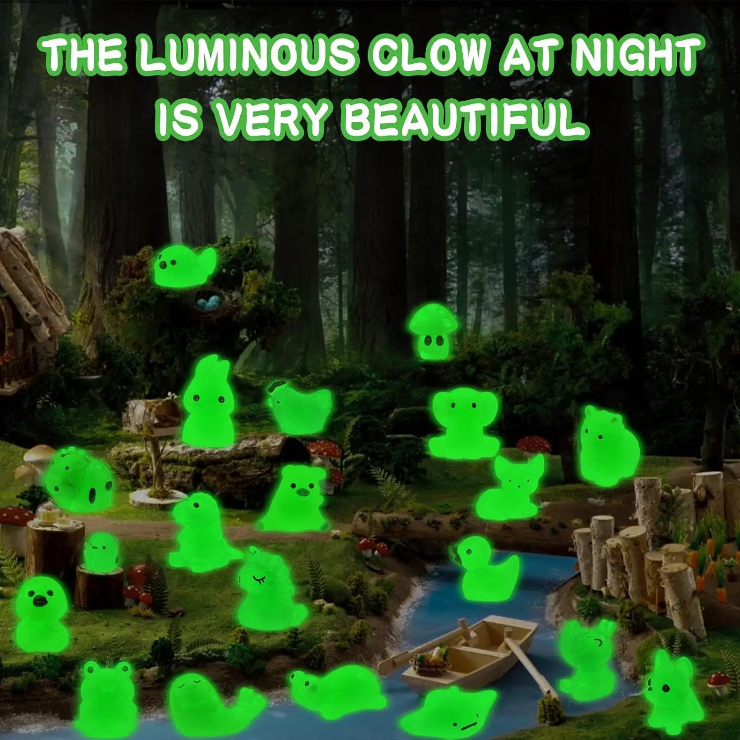 120PCS Glow in The Dark Mini Resin Animals 20 Styles of Luminous Ducks dinosaurswls Frogs and More Tiny Figurines for Fairy Garden Aquarium Terrarium Potted Plants Dollhouse Decor by GreenHaven Gardens