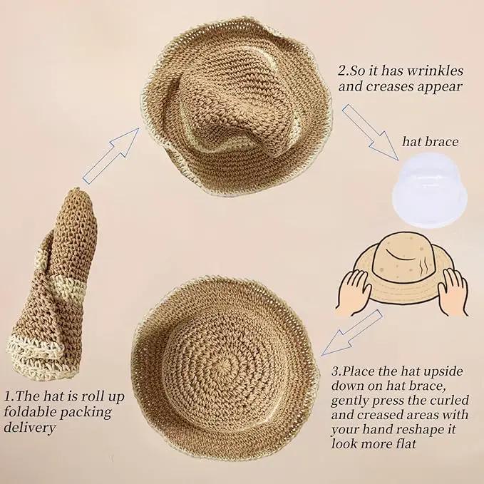 Floppy Big Beach Straw Hats for Women Foldable Summer Wide Brim Packable Sun Hat Womens Travel Straw Fedora Hat by GreenHaven Gardens