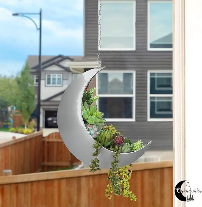 Hanging Moon Planter for Moon Room Decor - Great for Succulents, Air Plant, Mini Cactus, Faux, Artificial Plants-Boho Hanging Planters for Indoor Plants, Witchy Gifts for Women, Birthdays,Plant Lovers by GreenHaven Gardens