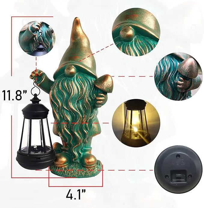 JOYBEE Garden Statues Gnomes with Solar Lantern Outdoor Decor-Gnomes Solar Figurines Lights Decorations for Patio Yard Lawn Ornaments-Gifts for Birthday Easter Housewarming by GreenHaven Gardens