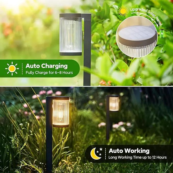 Solar Pathway Lights Outdoor, 2 Pack Upgraded Solar Outdoor Lights Super Bright Up to 12Hrs, IP65 Waterproof Solar Garden Lights Outdoor Solar Lights for Outside Yard Landscape Path Walkway by GreenHaven Gardens