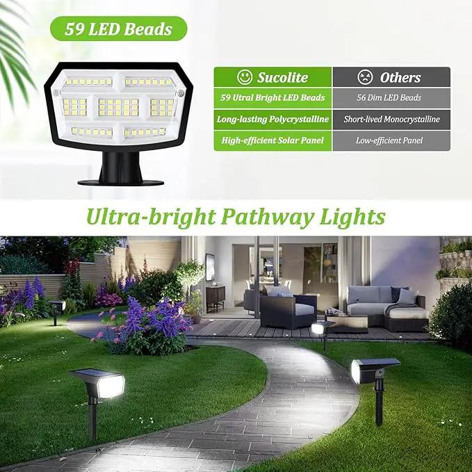 6-Pack Solar Spot Lights Outdoor, 59 LED Solar Lights Outdoor Waterproof, Outdoor Solar Lights for Yard with 3 Lighting Modes, Solar Landscape Spotlights for Garden Pathway Driveway Walkway by GreenHaven Gardens
