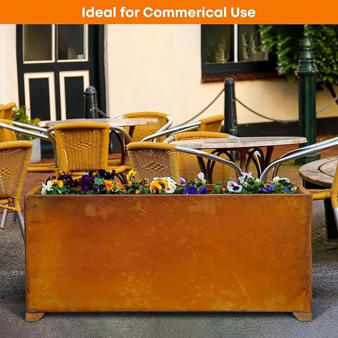 Stanbroil Corten Steel Planter Box for Outdoor Patio - 36 X12 X16 Inch Large Rectangular Metal Planter Box with Natural Rusty and Drainage Holes for Raising Flower, Plants by GreenHaven Gardens