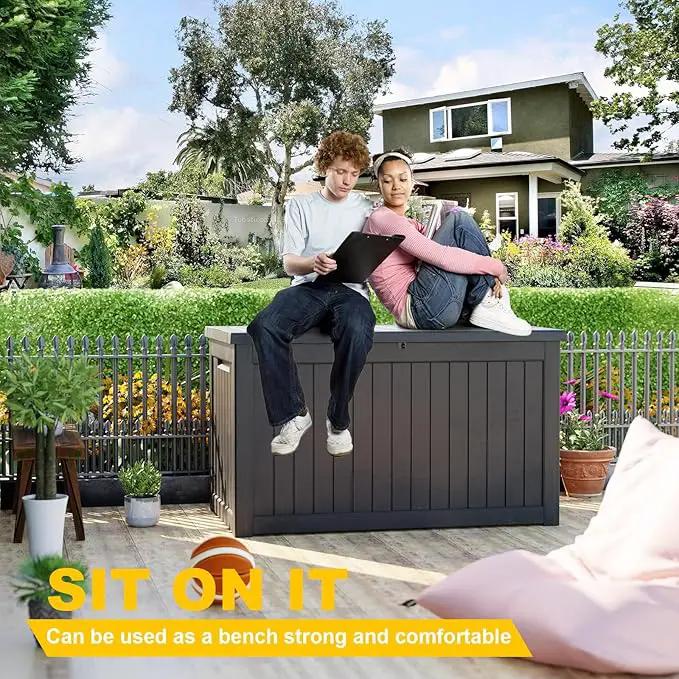Deck Box - 230 Gallon Large Outdoor Storage box,Waterproof Patio Furniture and Storage Deck - Lockable and UV Resistant, Perfect for Pool and Outdoor Use, Weatherproof Resin, Lockable (Black) - by GreenHaven Gardens