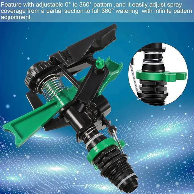 1/2 Inch Plastic Impact Sprinklers Adjustable 0 Degree to 360 Degree Pattern Plastic Sprinkler Head for Garden Watering Supplies (2 Pieces) by GreenHaven Gardens