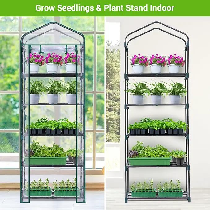 Mini Greenhouse for Outdoors Indoor: Ohuhu Small Plants Green House with 5 Tier Shelves, Portable Plastic Greenhouses with Heavy Duty Transparent PVC Cover for Garden Patio Backyard Porch Balcony by GreenHaven Gardens