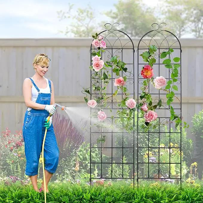 2 Pack Metal Garden Trellis 86.2x19.7inch for Climbing Plants,Rustproof Sturdy Black Steel Trellis Plants Support Outdoor for Outdoor Roses Vine Cucumbers Vegetables Flower Support by GreenHaven Gardens