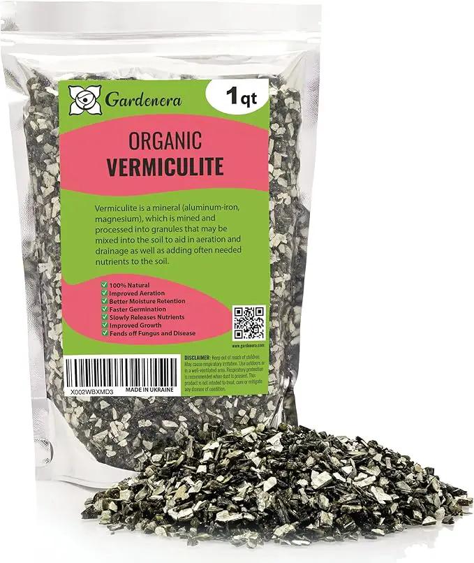 Horticultural Organic Vermiculite by GARDENERA - Medium Grade - Natural Soil Additive for Potted Plants, Orchids, Hydroponics, Terrariums (1 Quart) by GreenHaven Gardens