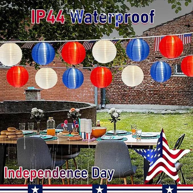 4th of July Decoration Lights, 25Ft Red White and Blue Lantern Lights with 11 LED Bulbs (1 spare bulbs), Hanging Patriotic Decor Lights for July 4th, Independence Day, Yard, Garden, Memorial Decor by GreenHaven Gardens