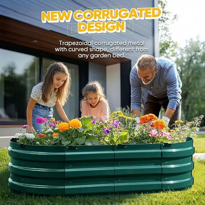 KING BIRD Raised Garden Bed Kit 2025 Upgraded 10-Minute Assembly Galvanized Planter Garden Box Outdoor for Gardening, Vegetables, Flowers, 47x24x12 in, Green by GreenHaven Gardens