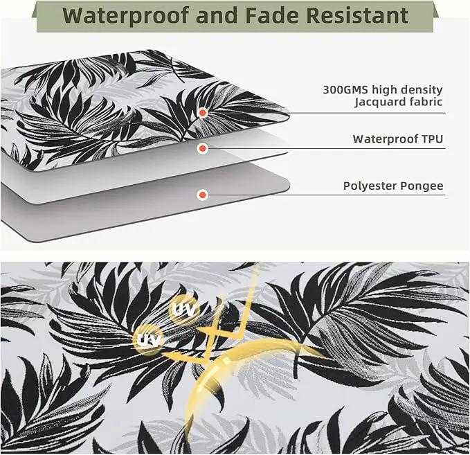 Favoyard Outdoor Seat Cushion 24 x 24 x 4 in Waterproof Pattern Fade Resistant Cover Removable Patio Furniture Cushions Deep Seat & Back Cushion Set with Adjustable Straps for Patio Chair Sofa Couch by GreenHaven Gardens