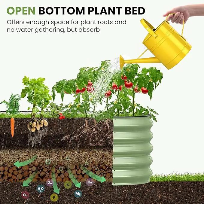 Oval 8x2x1.5 FT Galvanized Raised Garden Bed Kit, 31 in 1 Large Metal Planter Box for Outdoor Gardening, 18” Garden Bed for Vegetables Flower Herb(Sage Green) by GreenHaven Gardens