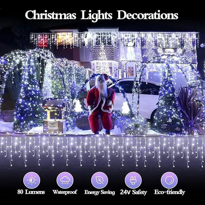 960 LED 98FT Christmas Lights Plug in 8 Modes with Timer Dimmable Christmas Decorations Outdoor Waterproof Indoor Curtain String Lights for Roof Garden Holiday Wedding Party Decor Cool White by GreenHaven Gardens