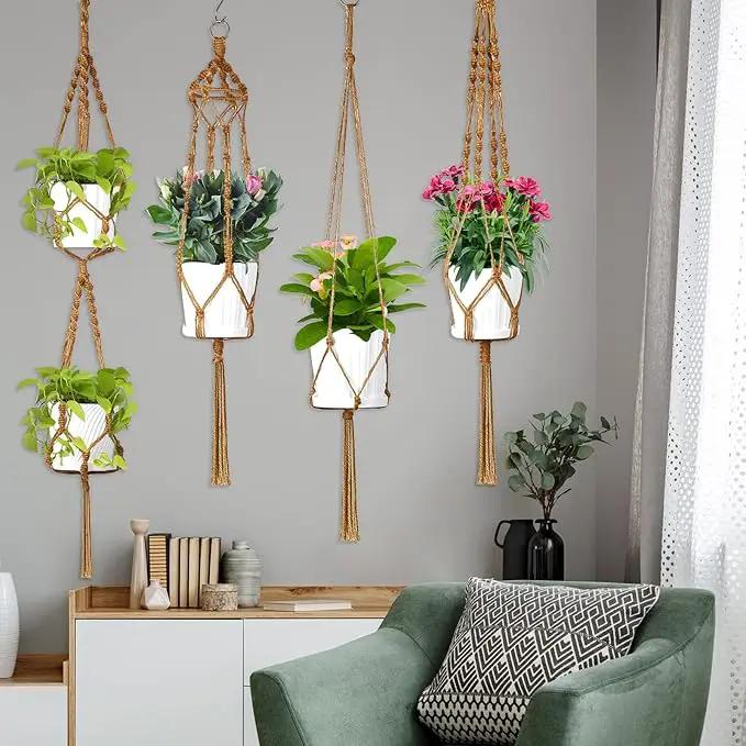 Hoteam 12 Pcs Macrame Plant Hangers Macrame Hanging Planters for Indoor Plants Handmade Boho Hanging Baskets Flower Pots Holder for Outdoor Home Wall Decor by GreenHaven Gardens