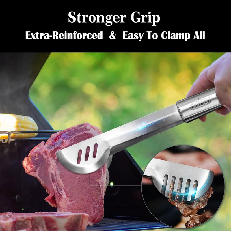 GRILLART BBQ Grill Utensil Tools Set Reinforced BBQ Tongs 19-Piece Stainless-Steel Barbecue Grilling Accessories w/Aluminum Storage Case -Complete Outdoor Grill Kit for Dad, Birthday Gift for Man Dad by GreenHaven Gardens