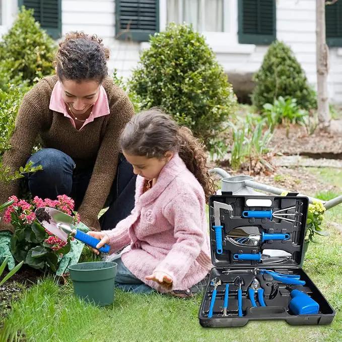 Garden Tools Set, 10 Pieces Stainless Steel,Gardening Tools kit with Handbag, Garden Hand Tools for Digging Planting Pruning, Garden Gifts for Women,Men by GreenHaven Gardens