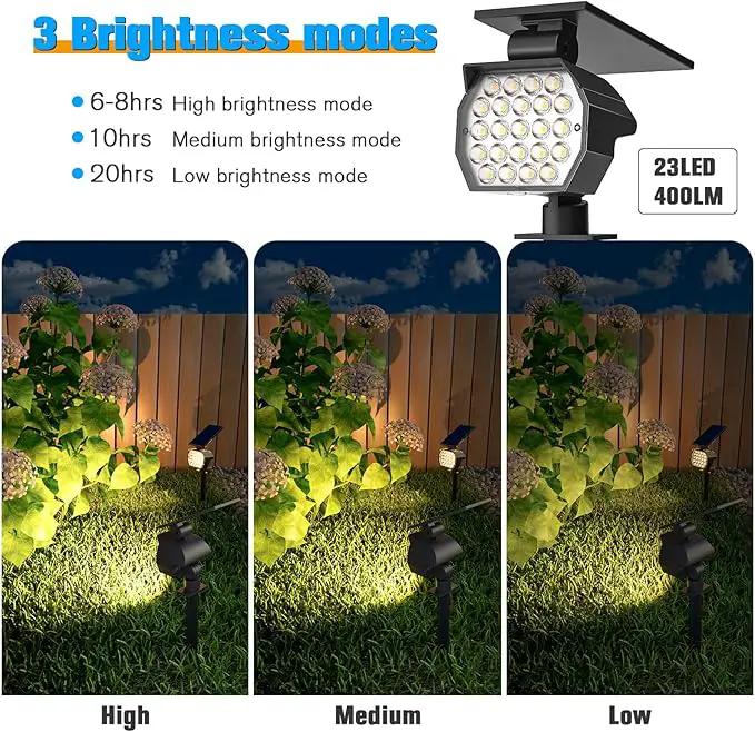 NIORSUN Solar Spot Lights Outdoor,23 LEDs Landscape Lighting with Auto On/Off and 3 Lighting Modes, IP67 Waterproof Spotlights,Outdoor Solar Lights for Yard Garden,8 Pack(Warm White) by GreenHaven Gardens