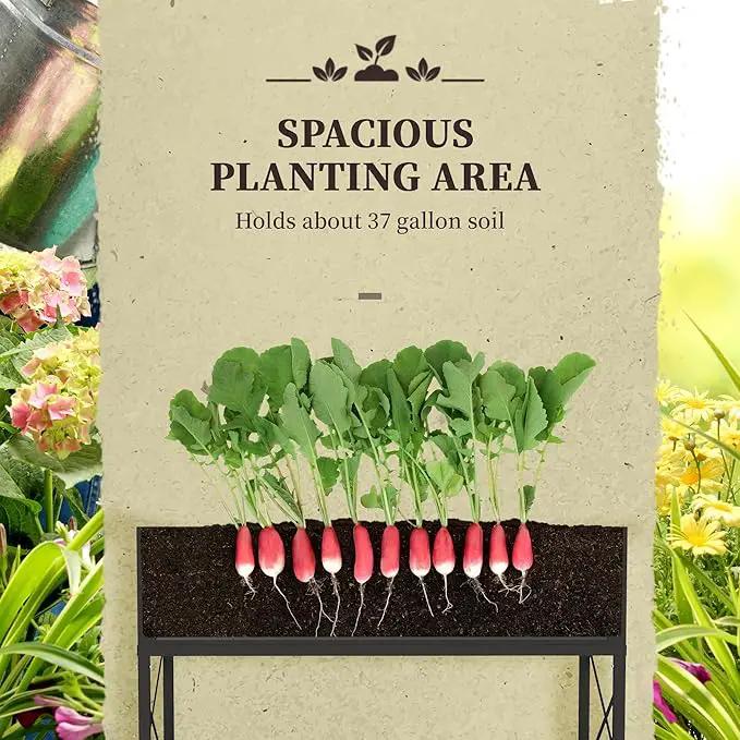 Outsunny Raised Garden Bed with Galvanized Steel Frame, Storage Shelf and Bed Liner, Elevated Planter Box with Legs for Vegetables, Flowers, Herbs, Black by GreenHaven Gardens