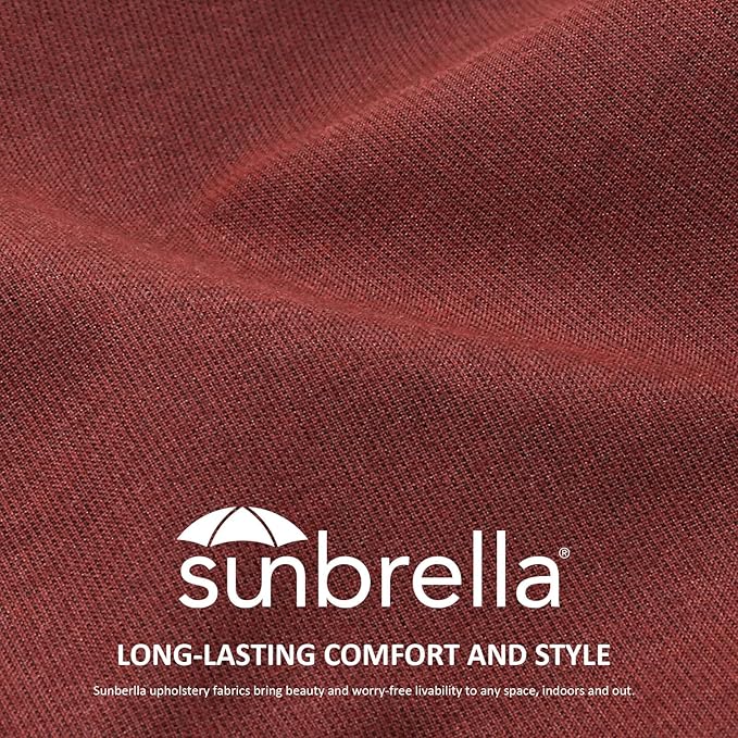 Sunbrella Round Corner Seat Cushions, 17" x 16" x 2", Set of 4, Indoor Outdoor Water Repellent Universal Chair Pads with Ties for Patio Furniture, Garden Dining Chairs, Spectrum Brick by GreenHaven Gardens