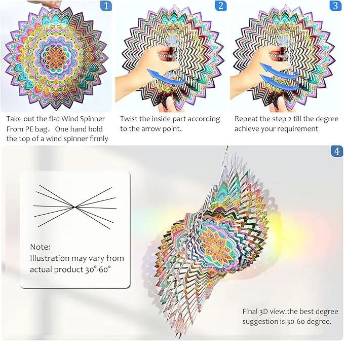 Wind Spinners Outdoor Mandala Lucky Clover,Wind Spinner Lucky Gifts for Women/Mother/Father/Men,Stainless Steel Kinetic 3D Wind Spinner Outdoor&Indoor Decoration Yard Art Garden Decor by GreenHaven Gardens