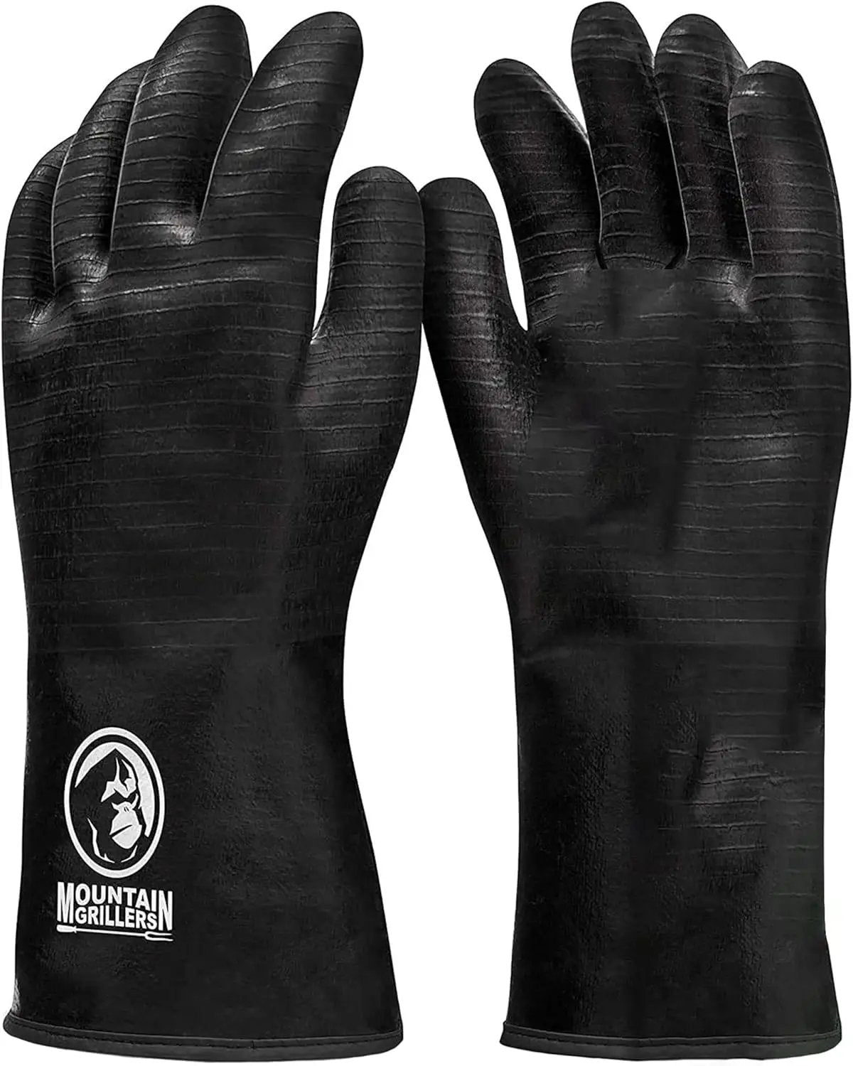 Mountain Grillers Extreme Heat Resistant Gloves for Grill BBQ High Temperature Fire Pit Gloves Barbecue Cooking, Smoker, Oven, Fryer, Grilling Waterproof, Fireproof Oil Resistant Neoprene Coating 14in by GreenHaven Gardens
