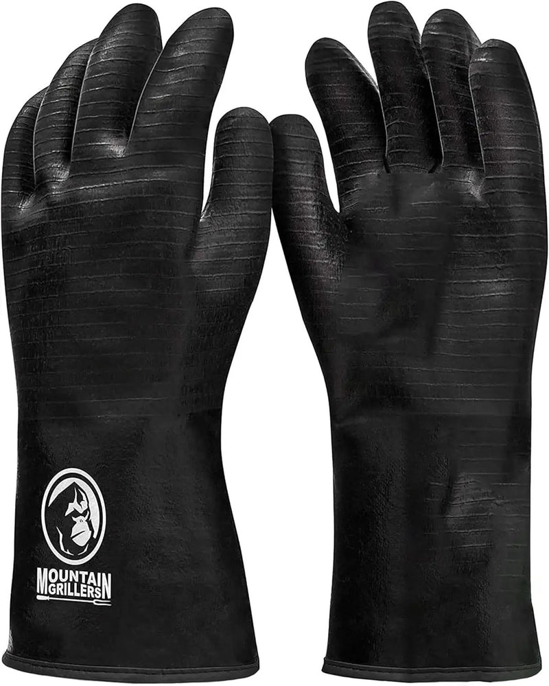 Mountain Grillers Extreme Heat Resistant Gloves for Grill BBQ High Temperature Fire Pit Gloves Barbecue Cooking, Smoker, Oven, Fryer, Grilling Waterproof, Fireproof Oil Resistant Neoprene Coating 14in by GreenHaven Gardens