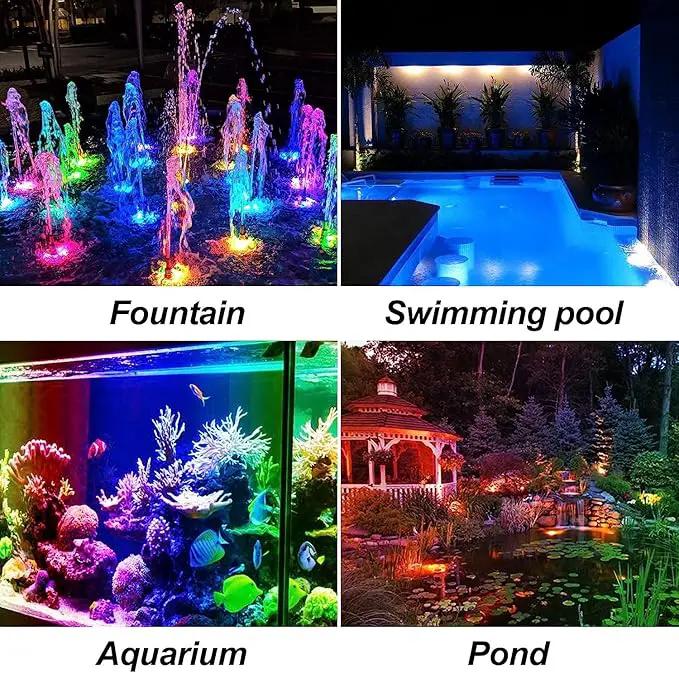 RGB Pond Lights with Timer, IP68 Waterproof Underwater Dimmable LED Fountain Lights for Outdoor Landscape Fish Tank Pond Fountain Waterfall Garden Lawn, 5 Lights by GreenHaven Gardens
