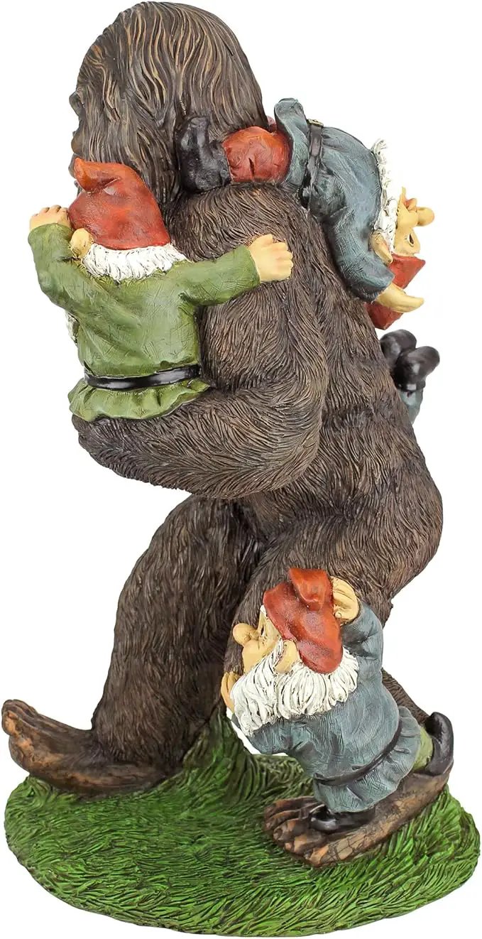 Design Toscano Schlepping the Garden Gnomes Bigfoot Yeti Indoor/Outdoor Garden Statue, 16 Inch Tall, Cast Stone Resin, Painted Full Color Finish by GreenHaven Gardens