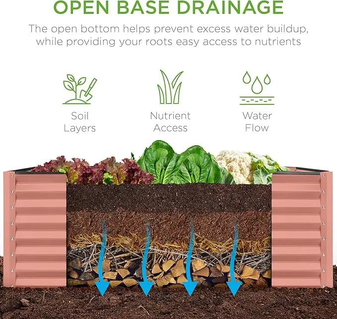 Best Choice Products 4x2x2ft Outdoor Metal Raised Garden Bed, Deep Root Planter Box for Vegetables, Flowers, Herbs, and Succulents w/ 119 Gallon Capacity - Terracotta by GreenHaven Gardens