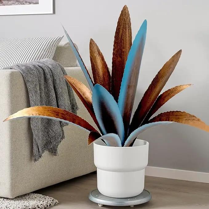 DIY Metal Agave Plant Art Yard Tequila Art Sculpture, Tequila Rustic Garden Sculpture Statue Outdoor Decor,Agave Metal Plants for Yard, Garden Lawn Ornaments (12 Leaves -Blue) by GreenHaven Gardens